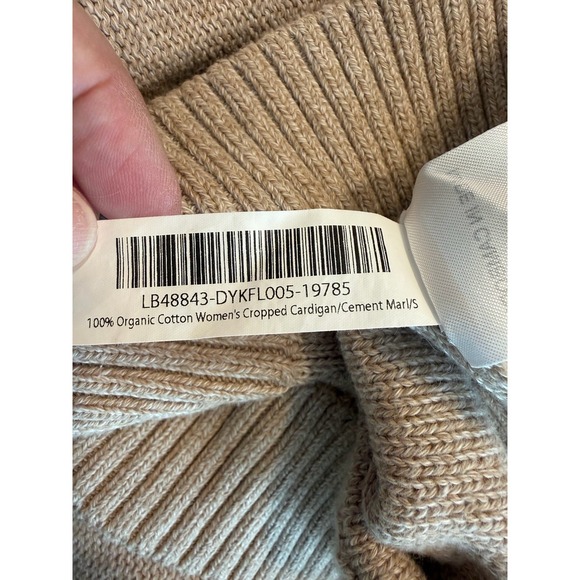 Quince 100% Organic Cotton Cropped Cardigan Small Cement Marl Airy Layer Cozy - Picture 8 of 12